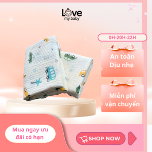 [ 100x70 ] Khăn tắm nhà Love My BaBy đa năng, mềm mịn, không bụi vải thân thiện với da em bé
