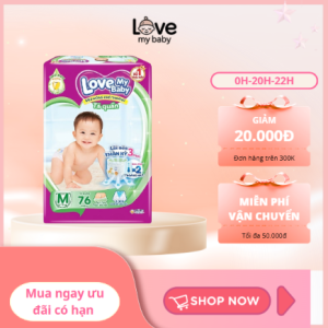 Tã bỉm Love My Baby mềm mại, thấm hút tốt, giúp da bé luôn khô thoáng và hạn chế hăm tã hiệu quả cho trẻ sơ sinh.